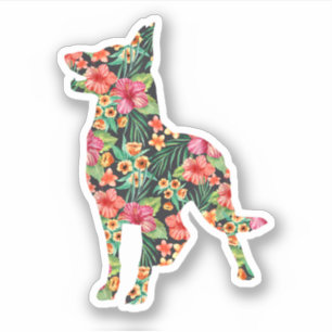 German Shepherd Flower Funny Dog Silhouette Floral