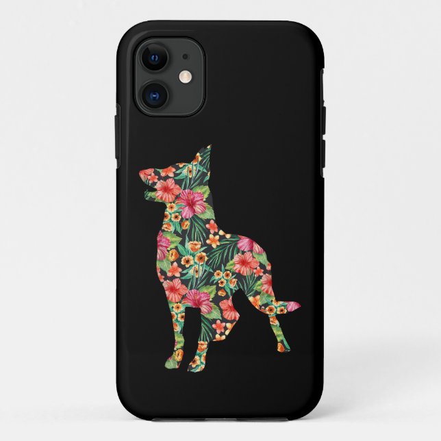German Shepherd Flower Funny Dog Silhouette Floral Case-Mate iPhone Case (Back)