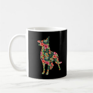 German Shepherd Flower Funny Dog Silhouette Floral Coffee Mug