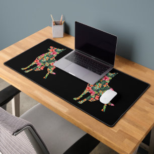 German Shepherd Flower Funny Dog Silhouette Floral Desk Mat