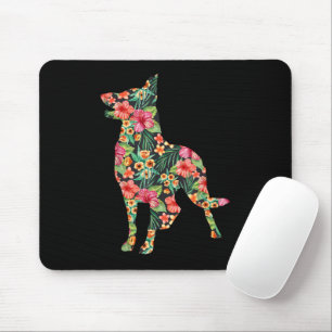 German Shepherd Flower Funny Dog Silhouette Floral Mouse Mat