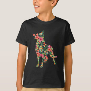 German Shepherd Flower Funny Dog Silhouette Floral T-Shirt