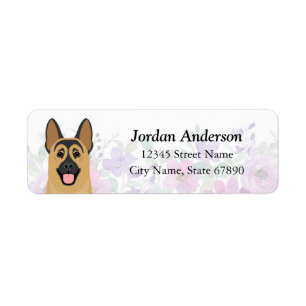 German Shepherd Flowers Address Labels