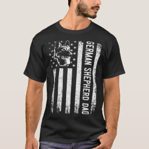German Shepherd  for Men Dog Dad Shepherd US Flag T-Shirt