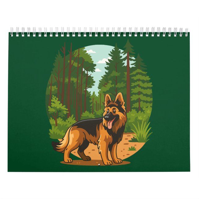 German Shepherd Forest Adventure Dog  Calendar (Cover)