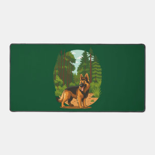 German Shepherd Forest Adventure Dog Desk Mat