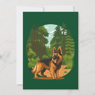 German Shepherd Forest Adventure Dog  Invitation