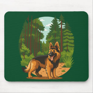 German Shepherd Forest Adventure Dog  Mouse Mat