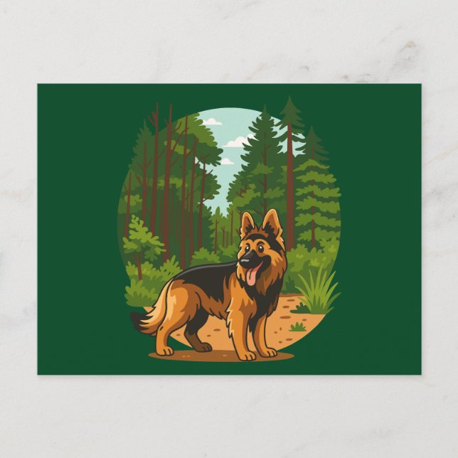 German Shepherd Forest Adventure Dog  Postcard (Front)