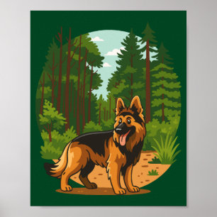German Shepherd Forest Adventure Dog Poster