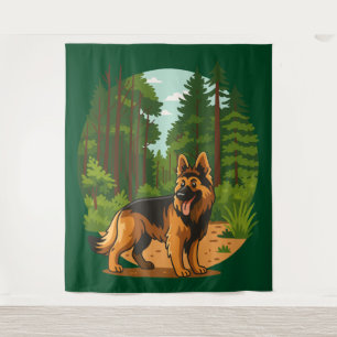 German Shepherd Forest Adventure Dog Tapestry