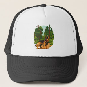German Shepherd Forest Adventure Dog  Trucker Hat
