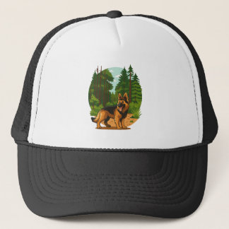 German Shepherd Forest Adventure Dog  Trucker Hat
