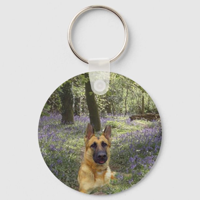 German Shepherd Forest Keychain (Front)