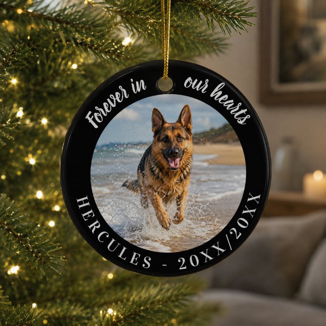 German Shepherd Forever In Our Hearts Black Ceramic Tree Decoration (Creator Uploaded)
