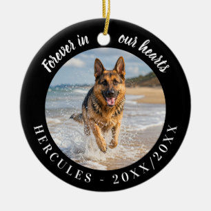 German Shepherd Forever In Our Hearts Black Ceramic Tree Decoration