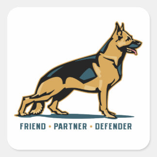 German Shepherd Friend Square Sticker