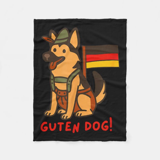 German Shepherd Funny Beer Festival Guten Dog  Fleece Blanket (Front)
