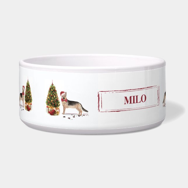 German Shepherd Funny Christmas Dog with Tree (Left)