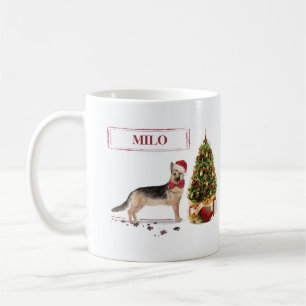 German Shepherd Funny Christmas Dog with Tree Coffee Mug