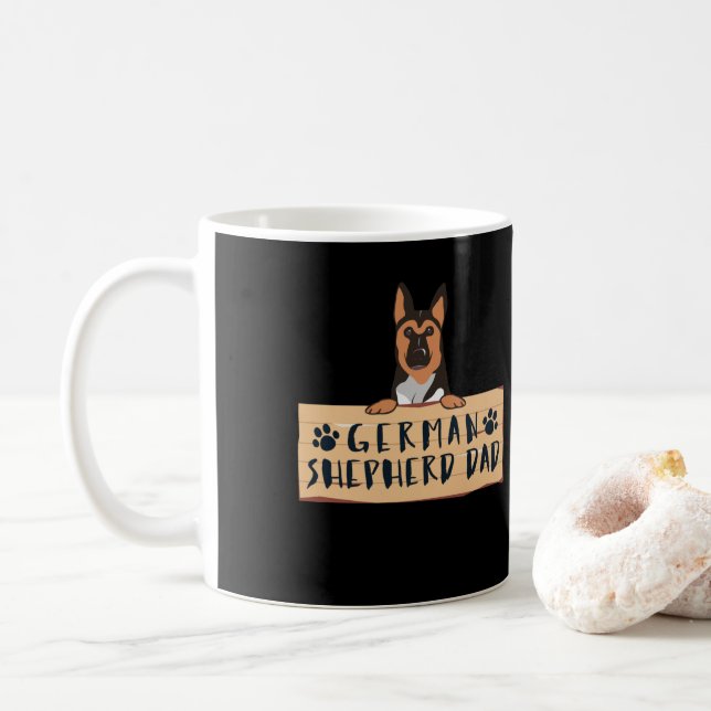 German Shepherd German Sheperd Dad  Dog Mum Coffee Mug (With Donut)