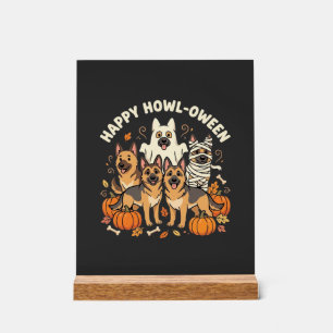 German Shepherd Ghost Halloween Howl-Oween Design_ Acrylic Sign