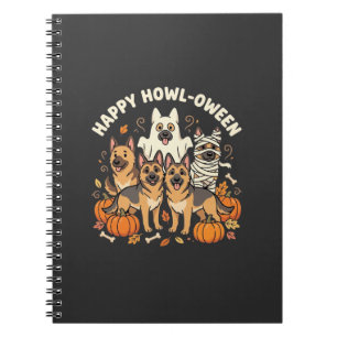 German Shepherd Ghost Halloween Howl-Oween Design_ Notebook
