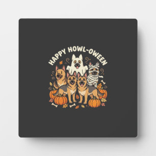 German Shepherd Ghost Halloween Howl-Oween Design_ Plaque