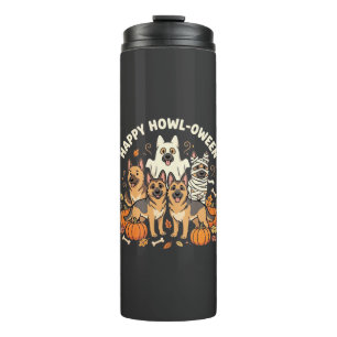 German Shepherd Ghost Halloween Howl-Oween Design_ Thermal Tumbler
