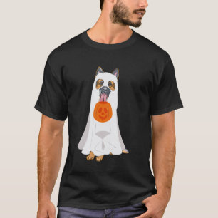 German Shepherd Ghost Pumpkin Halloween Fall Dog L T-Shirt