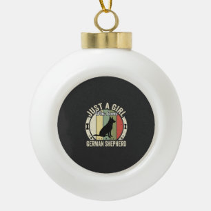 German Shepherd Girl Dog Lover Design (2)_1 Ceramic Ball Christmas Ornament