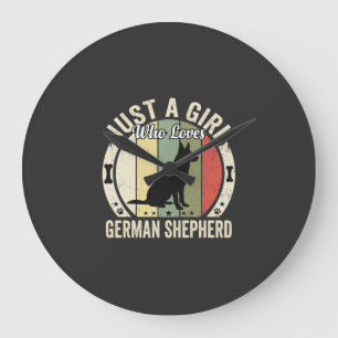 German Shepherd Girl Dog Lover Design (2)_1 Large Clock