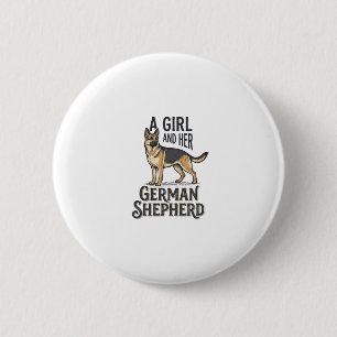 German Shepherd Girl Shirt Vintage Dog Lover Desig 6 Cm Round Badge