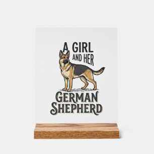 German Shepherd Girl Shirt Vintage Dog Lover Desig Acrylic Sign