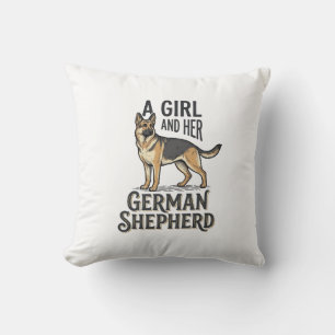 German Shepherd Girl Shirt Vintage Dog Lover Desig Cushion