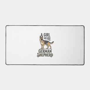 German Shepherd Girl Shirt Vintage Dog Lover Desig Desk Mat
