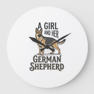 German Shepherd Girl Shirt Vintage Dog Lover Desig Large Clock