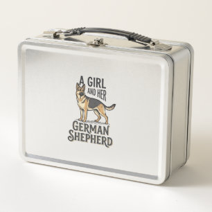 German Shepherd Girl Shirt Vintage Dog Lover Desig Metal Lunch Box