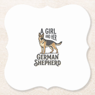 German Shepherd Girl Shirt Vintage Dog Lover Desig Paper Coaster