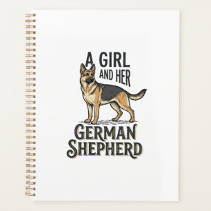 German Shepherd Girl Shirt Vintage Dog Lover Desig Planner