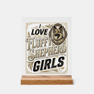 German Shepherd Girl Shirt Vintage Engraving Dog L Acrylic Sign