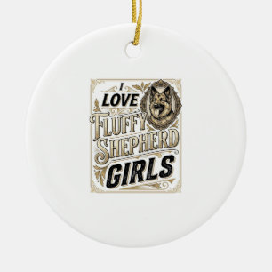 German Shepherd Girl Shirt Vintage Engraving Dog L Ceramic Tree Decoration