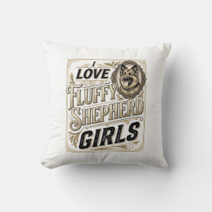 German Shepherd Girl Shirt Vintage Engraving Dog L Cushion
