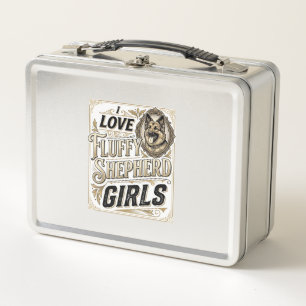 German Shepherd Girl Shirt Vintage Engraving Dog L Metal Lunch Box