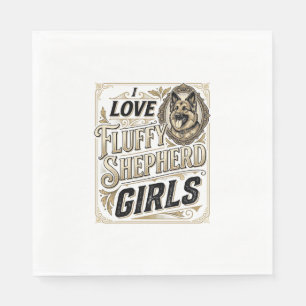 German Shepherd Girl Shirt Vintage Engraving Dog L Napkin