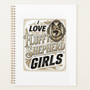 German Shepherd Girl Shirt Vintage Engraving Dog L Planner
