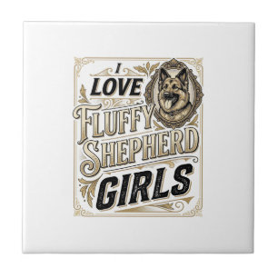 German Shepherd Girl Shirt Vintage Engraving Dog L Tile