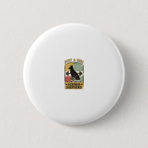 German Shepherd Girl Vintage Dog Lover Shirt Desig 6 Cm Round Badge