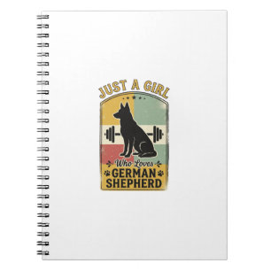 German Shepherd Girl Vintage Dog Lover Shirt Desig Notebook