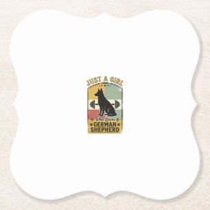 German Shepherd Girl Vintage Dog Lover Shirt Desig Paper Coaster